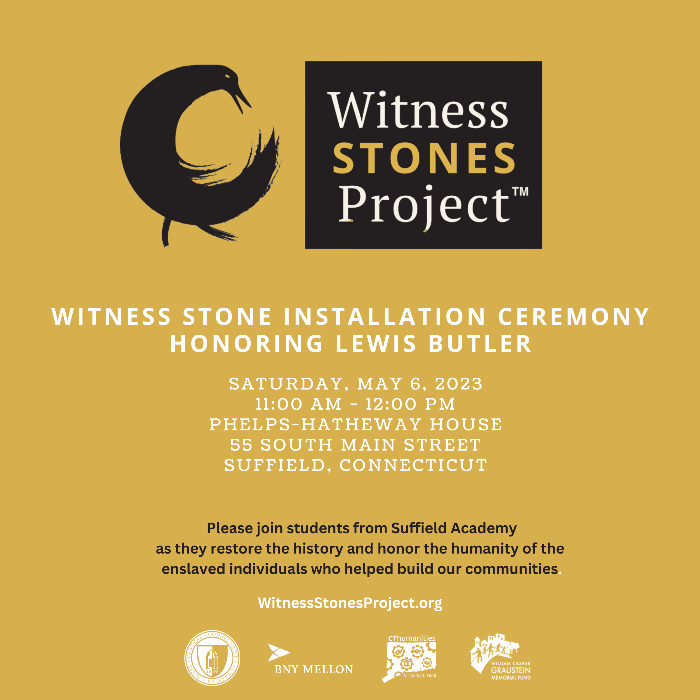 Suffield, CT, May 6, 2023 Witness Stones Project Inc.